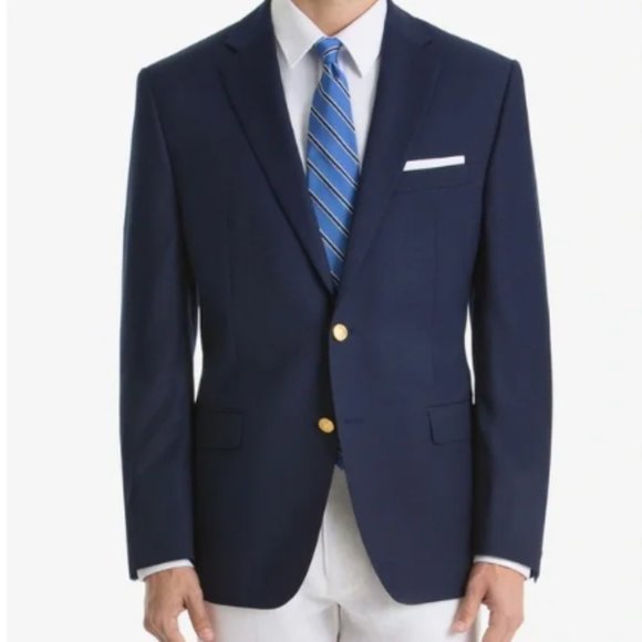 Lauren Ralph Lauren Other - Ralph Lauren Wool Sport Coat Blazer 44R Navy Embossed Gold Buttons Like …